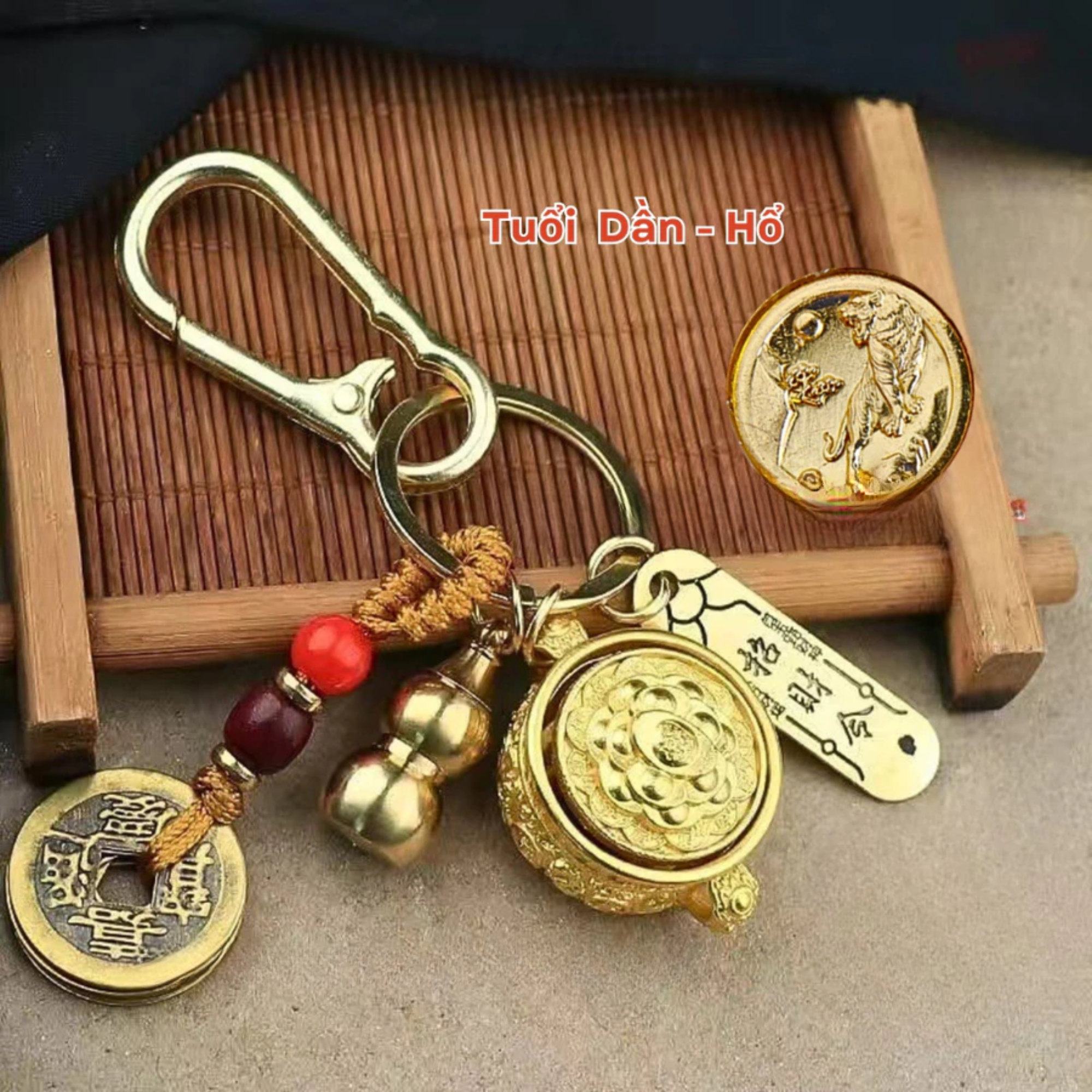 [ Đã Khai Quang ] Móc khóa bát tụ bảo xoay 12 con giáp (Mẫu 2)
