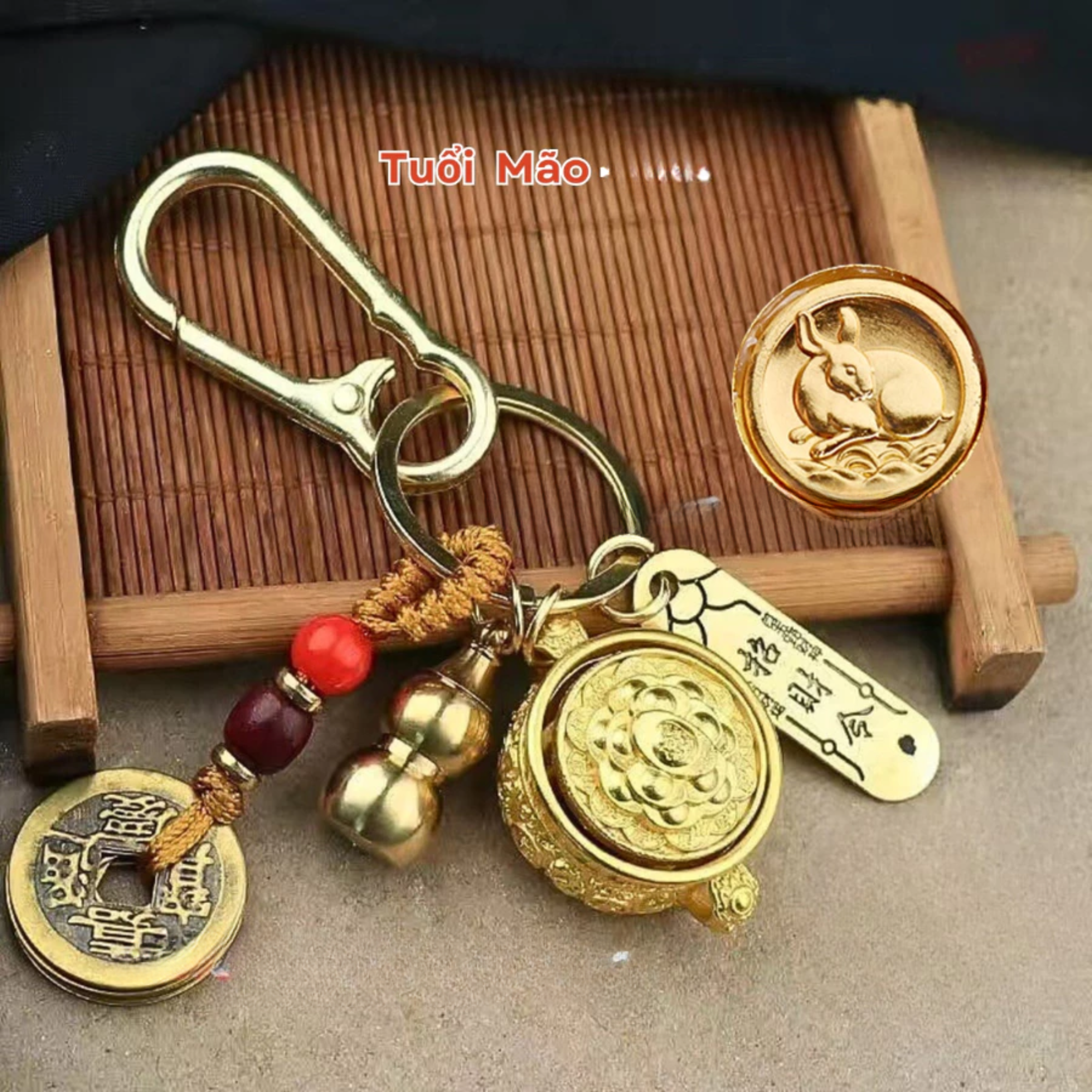 [ Đã Khai Quang ] Móc khóa bát tụ bảo xoay 12 con giáp (Mẫu 2)