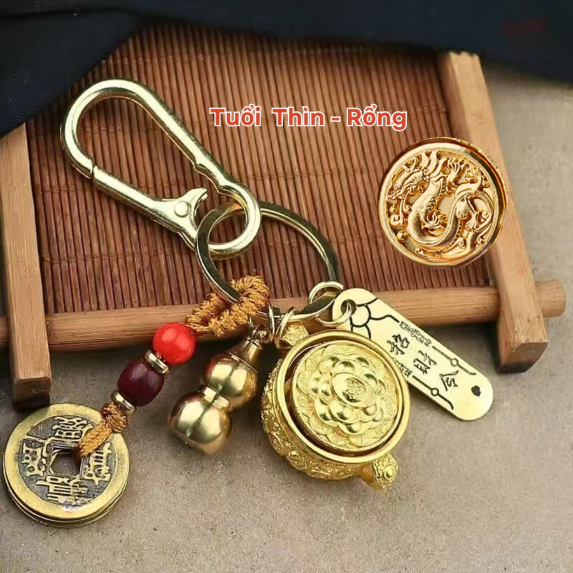 [ Đã Khai Quang ] Móc khóa bát tụ bảo xoay 12 con giáp (Mẫu 2)