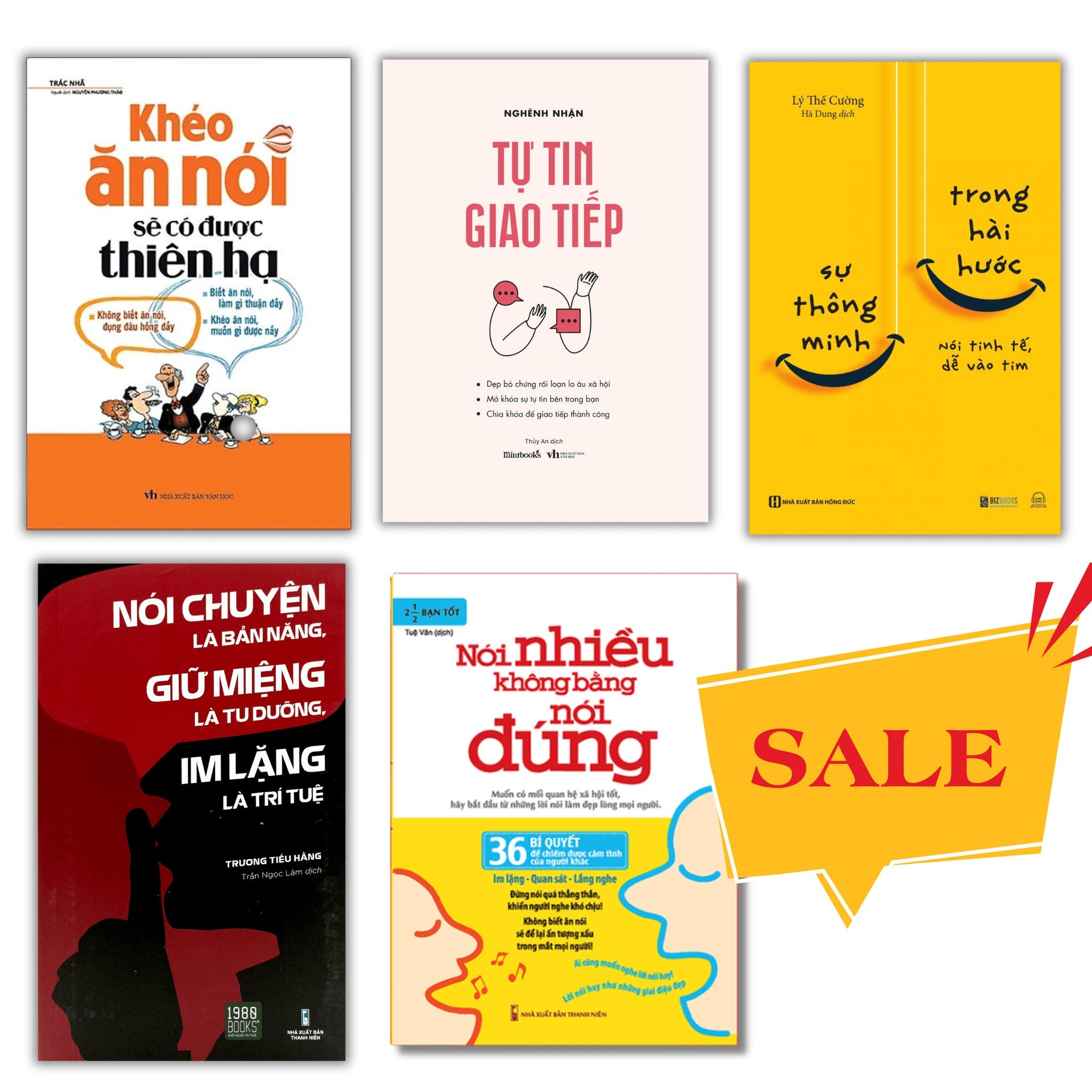 Combo LÀM CHỦ GIAO TIẾP (Nói chuyện là bản năng, giữ miệng là tu dưỡng, im lặng là trí tuệ + Sự Thông minh trong hài hước + Khéo Ăn Nói Sẽ Có Được Thiên Hạ + Nói nhiều không bằng nói đúng + Tự Tin Giao Tiếp)