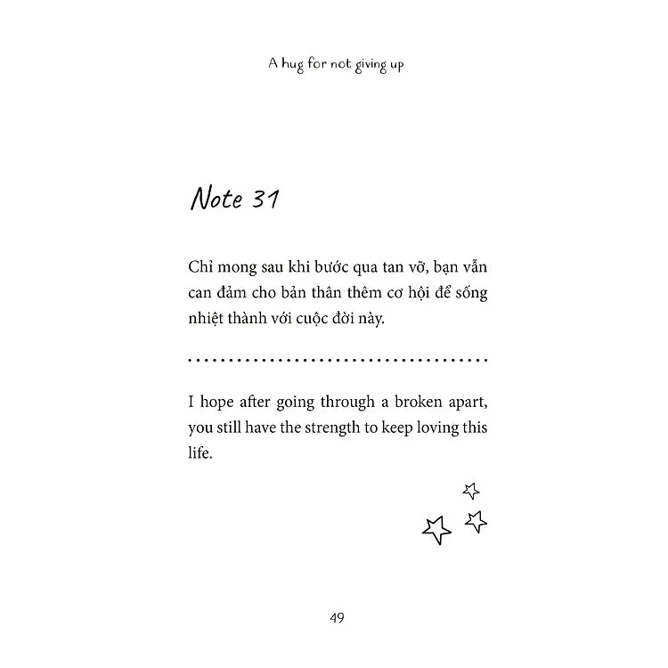 Sách A Hug For Not Giving Up - Gửi Cậu Một Cái Ôm Vì Đã Không Bỏ Cuộc - Phiên bản song ngữ Việt Anh
