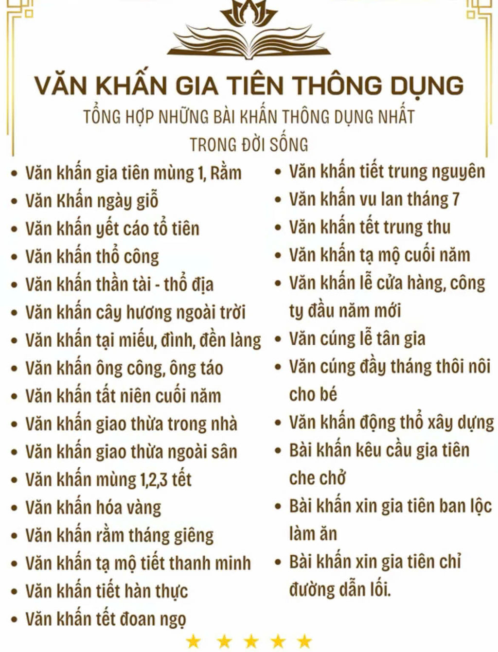 Văn cúng gia đình SÁCH CỔ TRUYỀN - Văn cúng gia tiên phiên bản đặc biệt - Trọn bộ các bài khấn thông dụng: Văn khấn mùng 1, ngày rằm. Văn khấn thần tài thổ