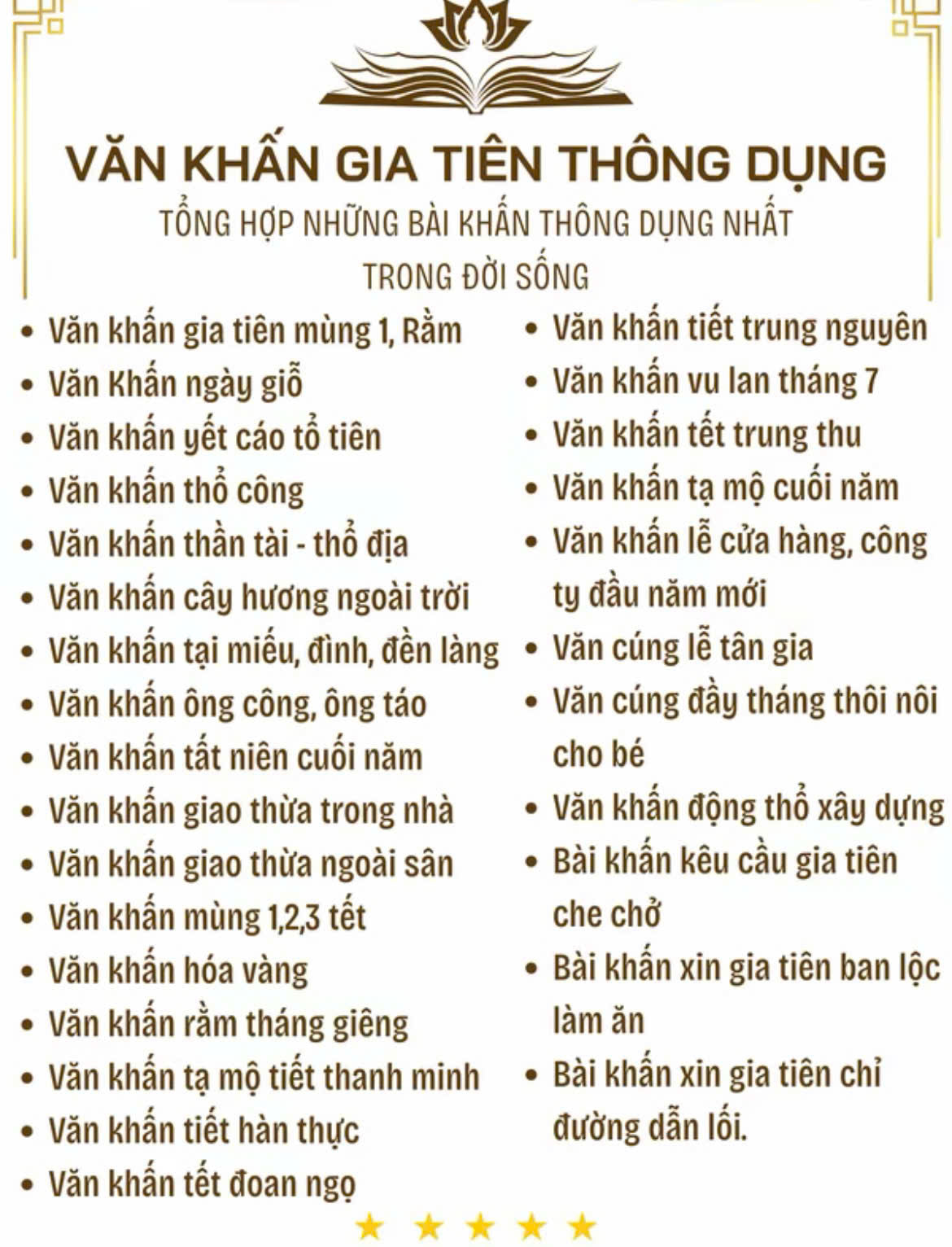Văn cúng gia đình SÁCH CỔ TRUYỀN - Văn cúng gia tiên phiên bản đặc biệt - Trọn bộ các bài khấn thông dụng: Văn khấn mùng 1, ngày rằm. Văn khấn thần tài thổ